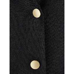 Black Jacket with Pointed Lapels and Front Pockets in Viscose Blend Woman