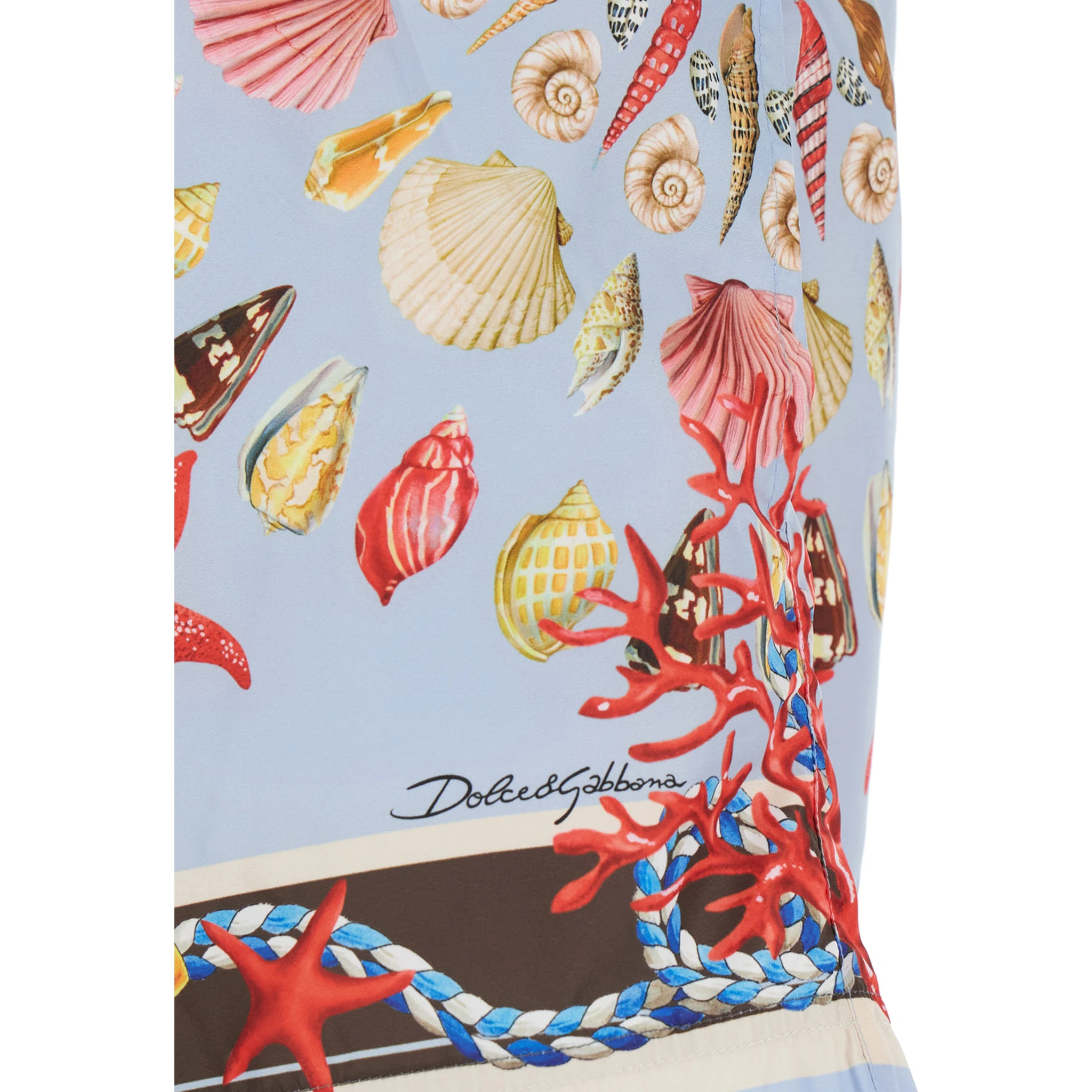Light Blue Swim Shorts with Drawstring Elastic Waist and All-Over Print in Tech Fabric Man
