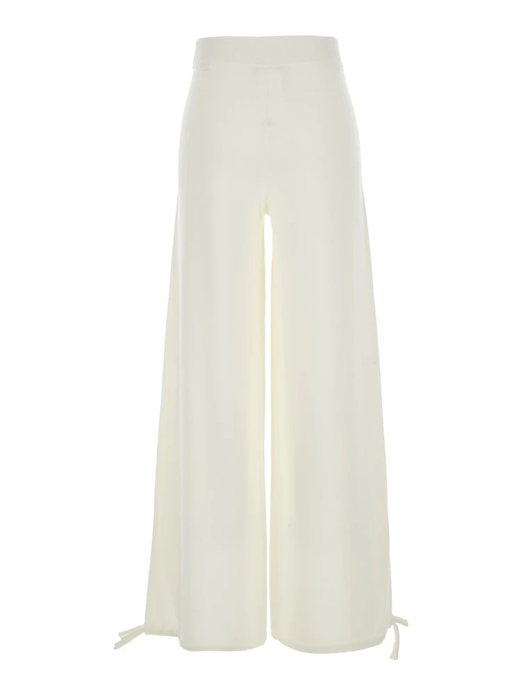 Nigeria White Pants with Elastic Waist and Wide Leg in Wool Woman alternative