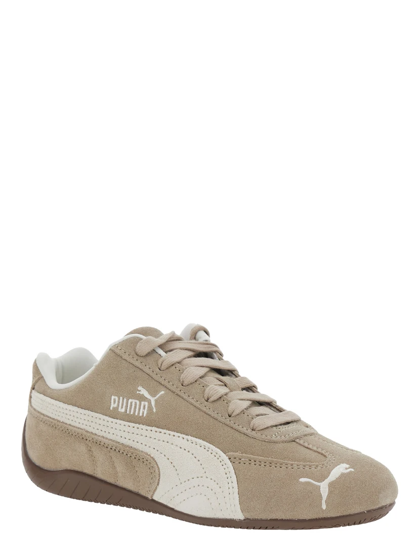 Speedcat Elevated Beige Sneakers with Logo Print on the Side and Logo Lettering on the Side in Suede Unisex
