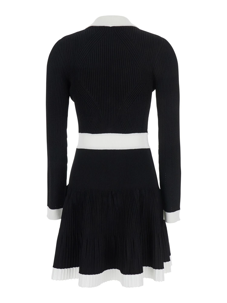 Black Dress with V Neck and Flared Skirt in Viscose Blend Woman alternative