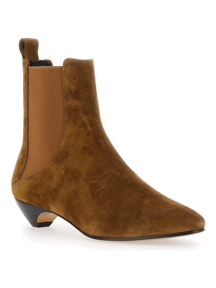 Allegra Chelsea Beige Ankle Boots with Elastic Panels in Suede Woman alternative
