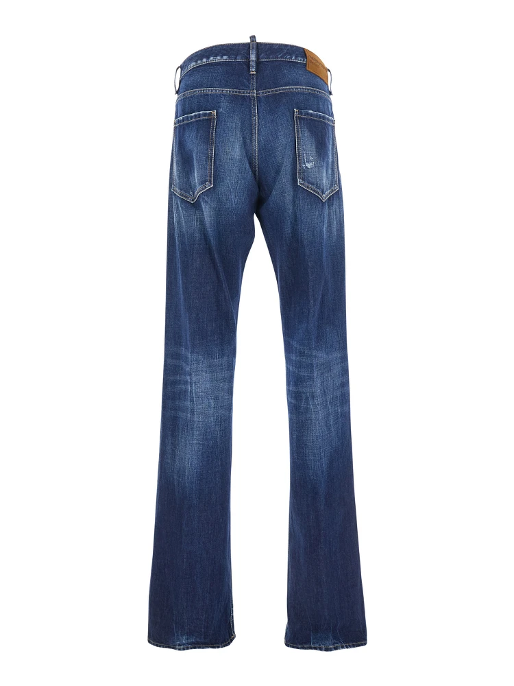 The American Blue Jeans with Logo Patch on the Rear and Faded Effect in Denim Man alternative
