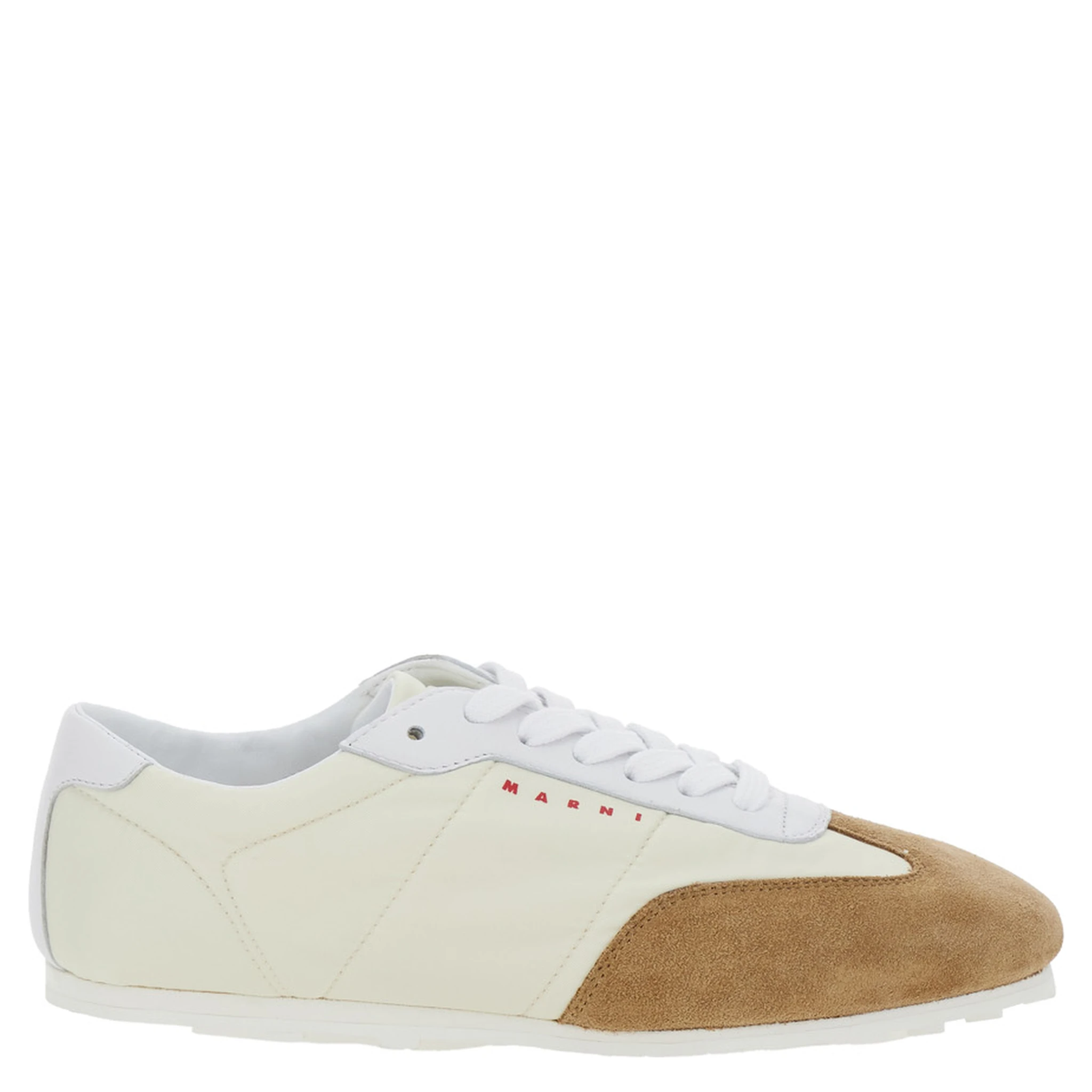 White Sneakers with Suede Details and Lettering Logo in Eco-Leather Woman