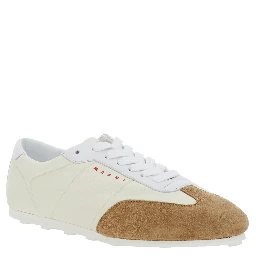 White Sneakers with Suede Details and Lettering Logo in Eco-Leather Woman