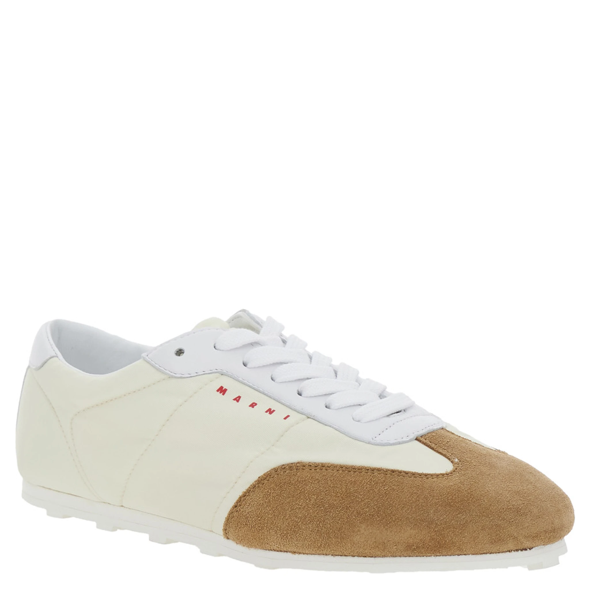 White Sneakers with Suede Details and Lettering Logo in Eco-Leather Woman