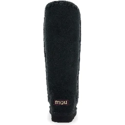 Eskimo Black Boots with Braided Effect and Logo Patch on the Rear in Leather Woman