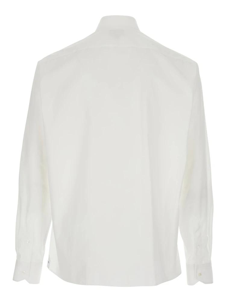 White Shirt with One Front Zip Pocket and Logo Lettering on the Pocket in Cotton Man alternative