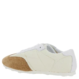 White Sneakers with Suede Details and Lettering Logo in Eco-Leather Woman
