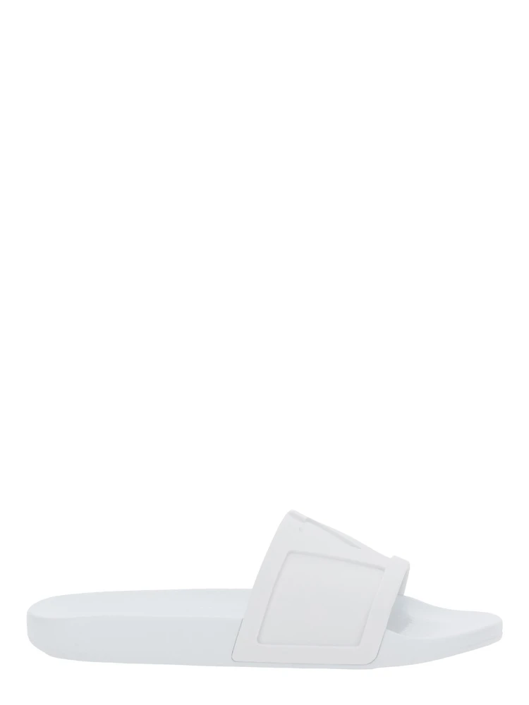 WhiteSandals with Open Toe and Embossed Logo in Rubber Man