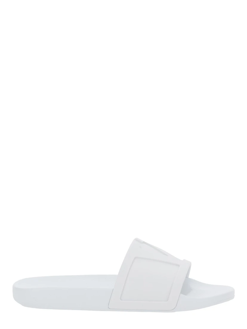 WhiteSandals with Open Toe and Embossed Logo in Rubber Man