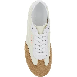 White Sneakers with Suede Details and Lettering Logo in Eco-Leather Woman