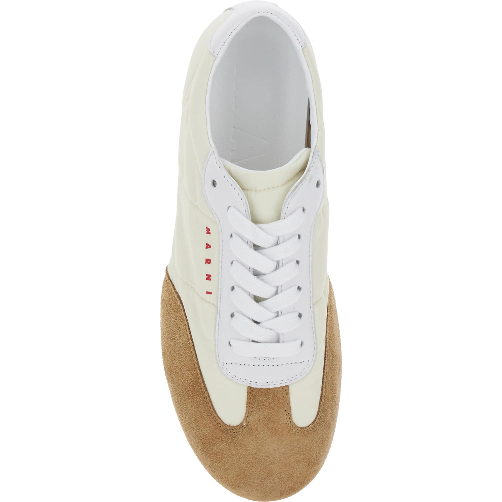 White Sneakers with Suede Details and Lettering Logo in Eco-Leather Woman