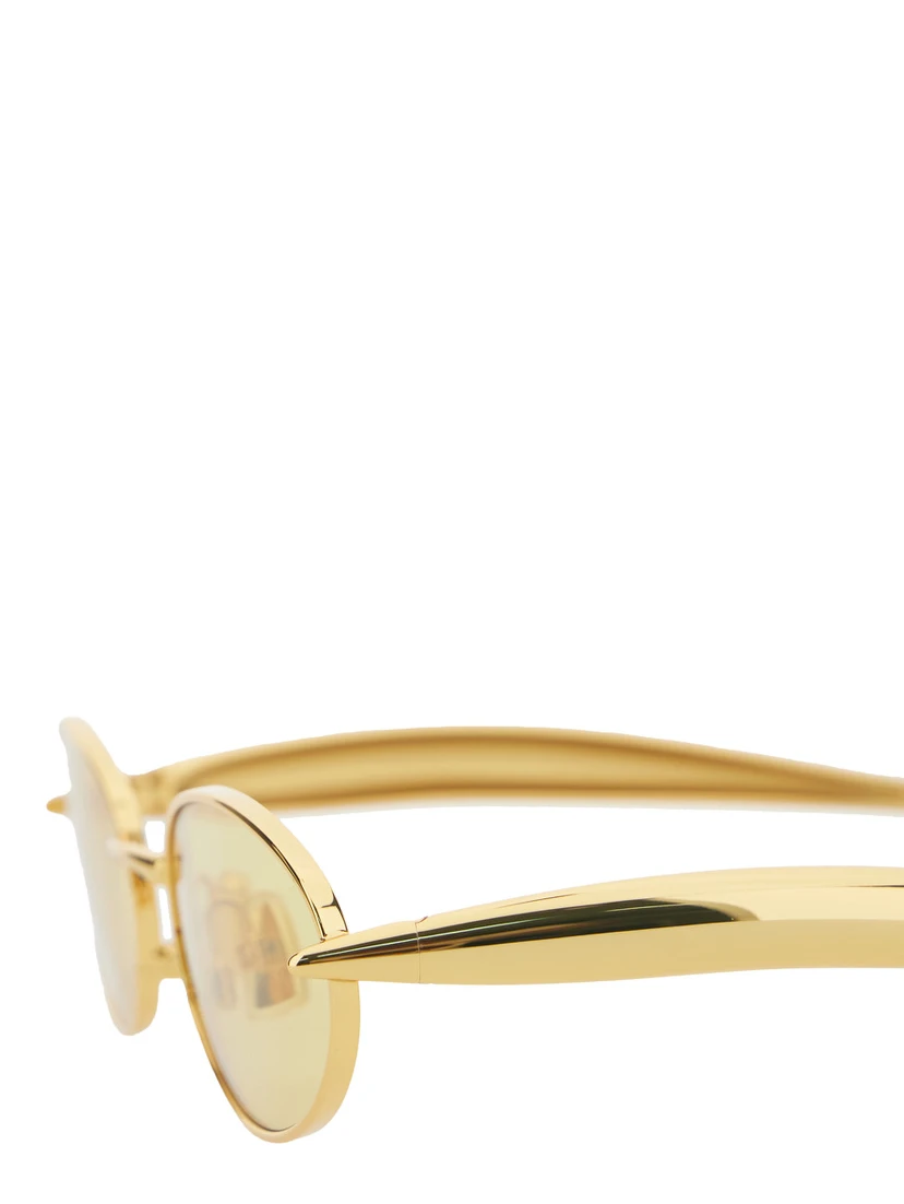 Yellow Sunglasses with Sculptural Temples in Metal Woman