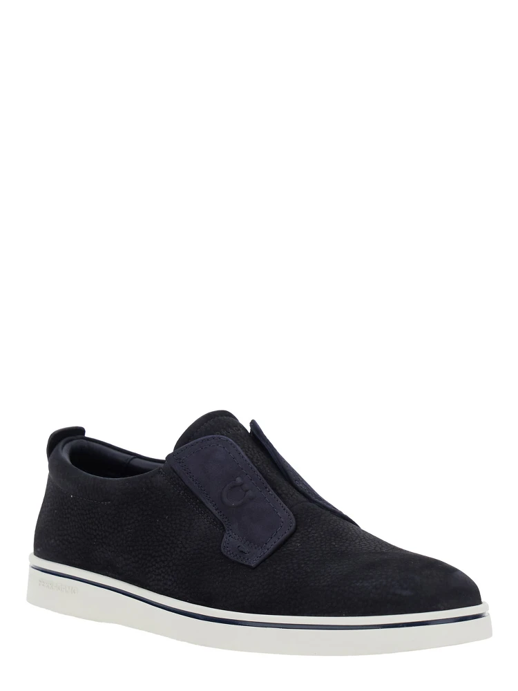 Alfie Blue Laceless Oxford Shoes with Round Toe in Grained Leather Man alternative