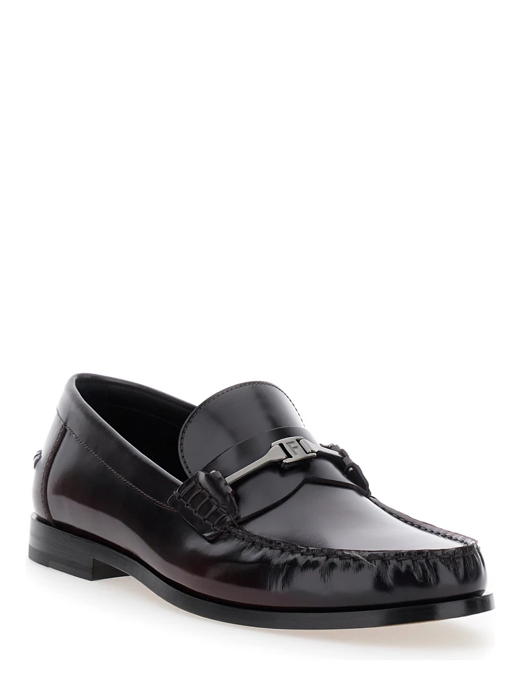 Harry Black Loafers with Almond Toe and Logo Plaque Detail in Leather Man alternative