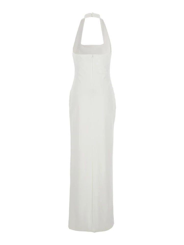 Ilona White Long Dress with Square Neckline in Twill Woman alternative