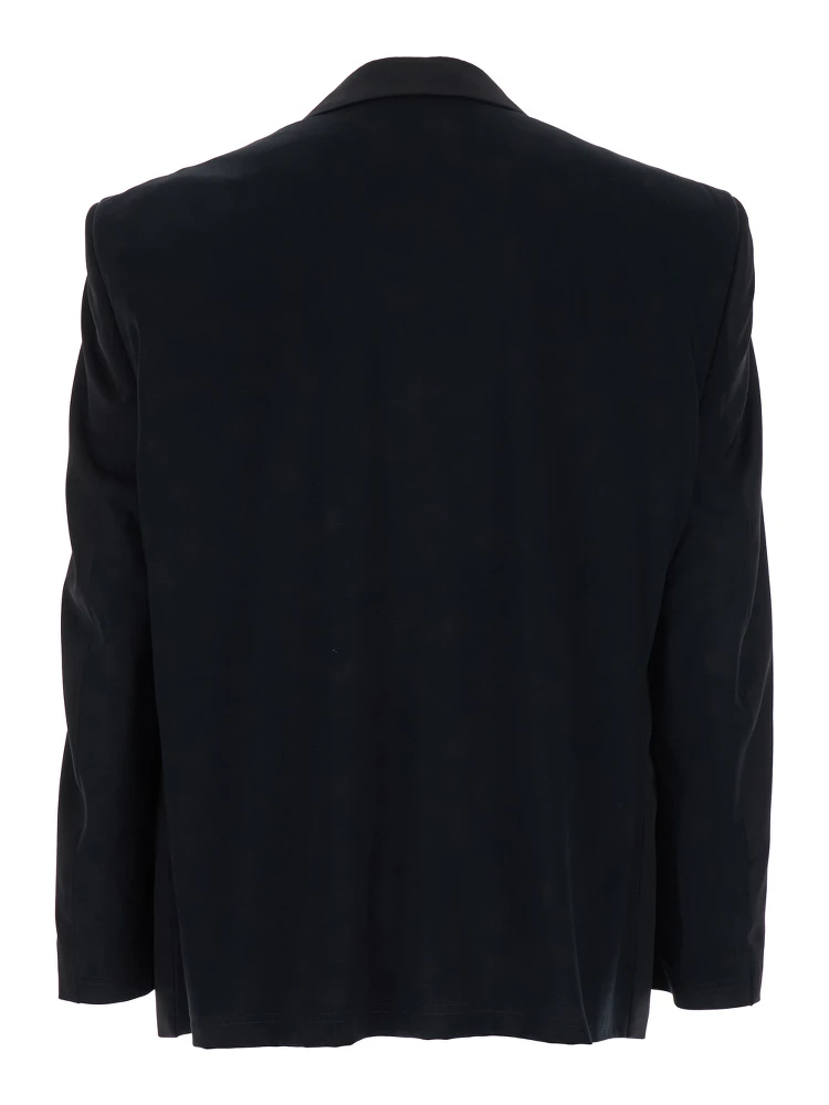 Black Single-Breasted Jacket with Notched Revers in Wool Man alternative