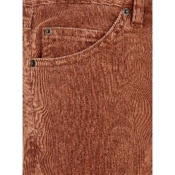 Orange Trousers with Belt Loops and Back Logo Patch in Corduroy Woman