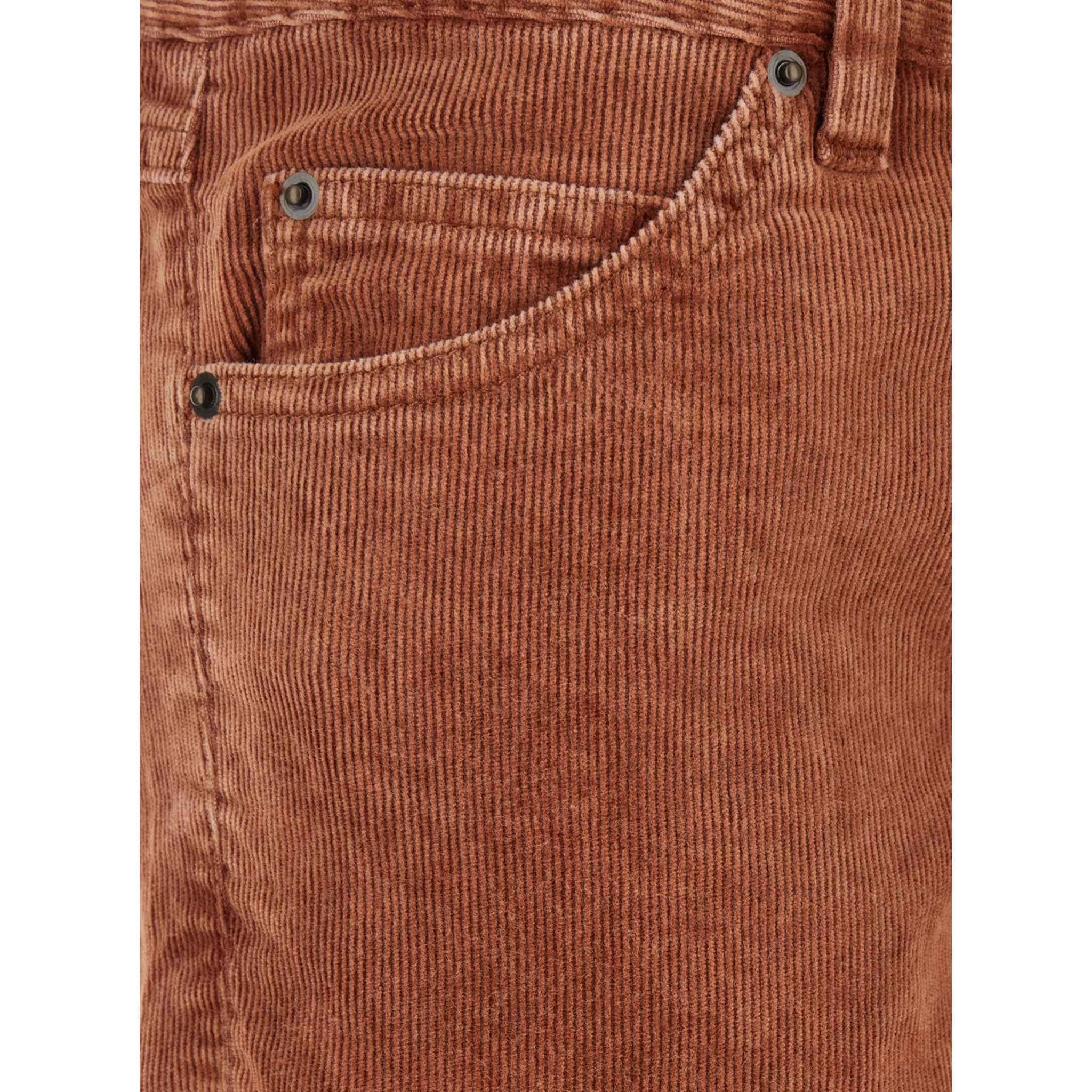 Orange Trousers with Belt Loops and Back Logo Patch in Corduroy Woman