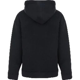 Black Jacket with Fixed Hood and Two Front Pockets in Tech Fabric Woman