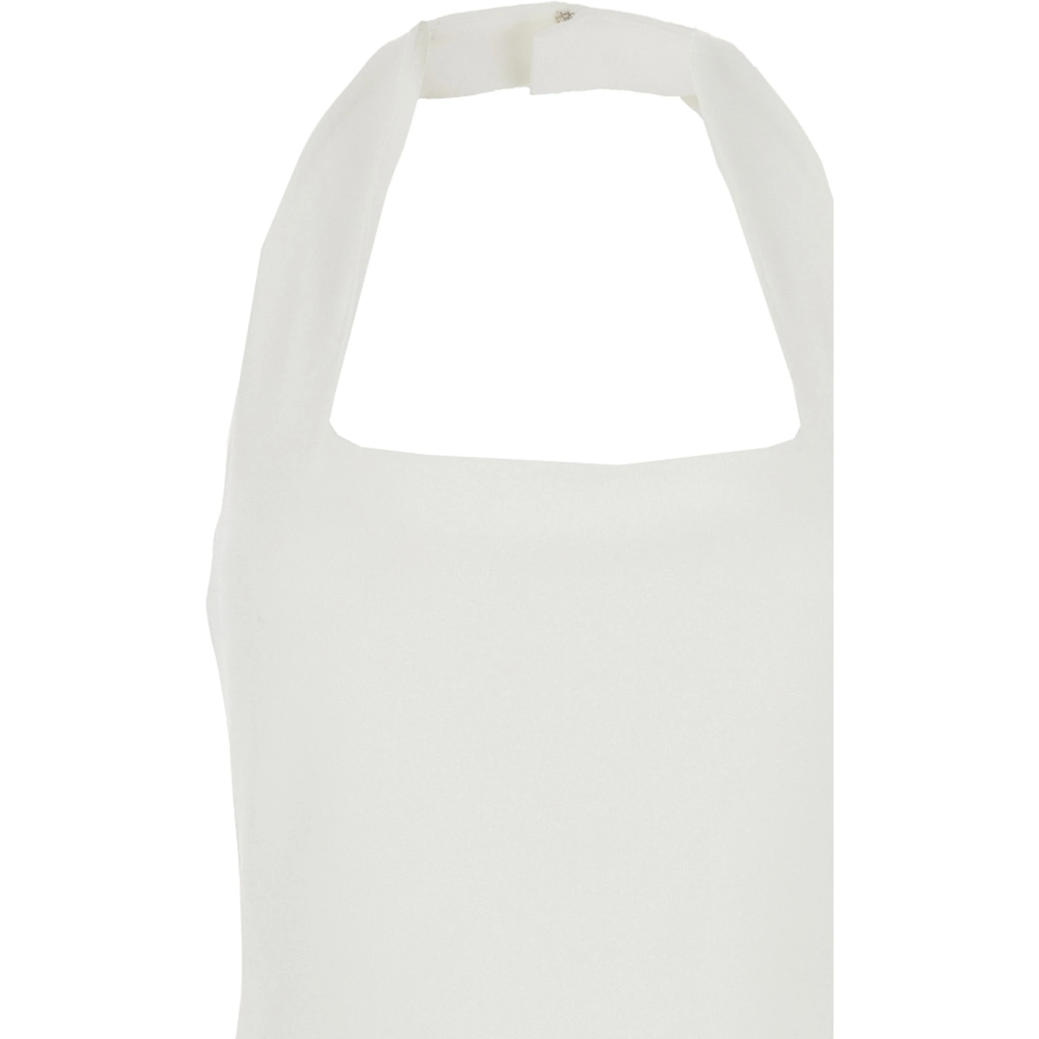 Ilona White Long Dress with Square Neckline in Twill Woman