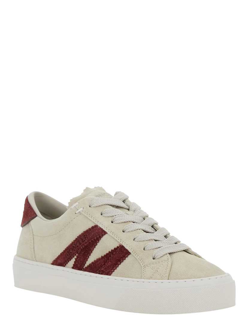 White Low Top Sneakers with Logo Detail on the Side and Logo Patch on the Tongue in Leather Woman