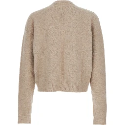Beige Sweater with V Neck and Dropped Shoulders in Wool Blend Man