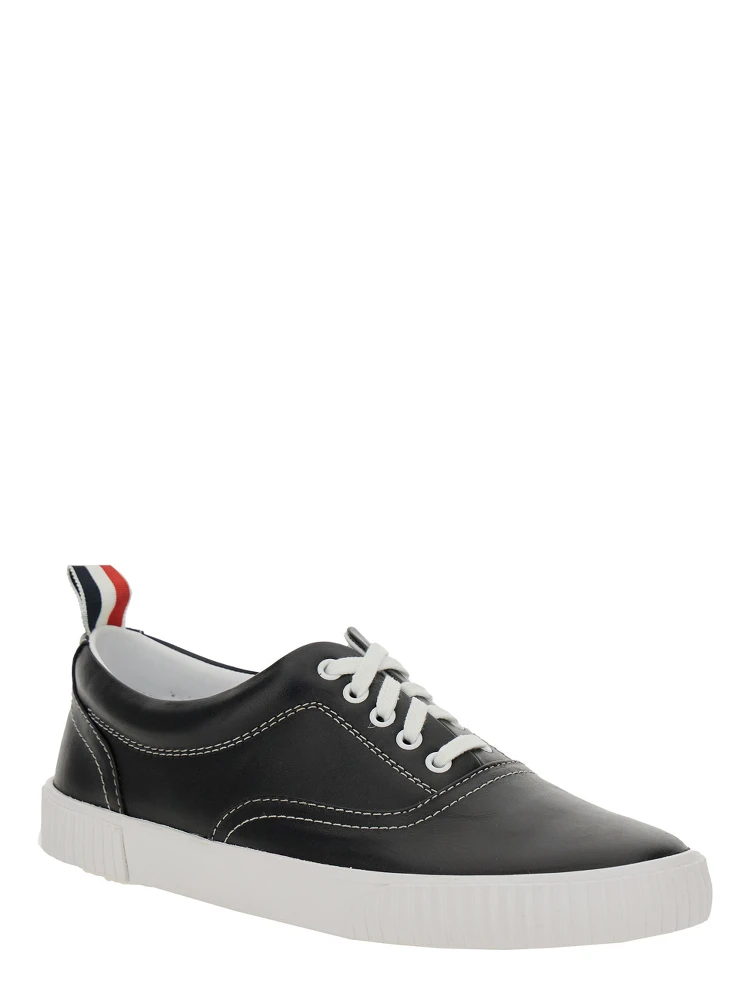 Heritage Black Sneakers with Logo Tab on Heel in Leather Man alternative
