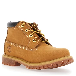 Nellie Mid Chukka Beige Ankle Boots with Embossed Logo on the Side and Padded Rear in Leather Woman