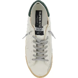 Superstar White Low Top Sneakers with Contrasting Heel and Logo Patch on the Tongue in Leather Man