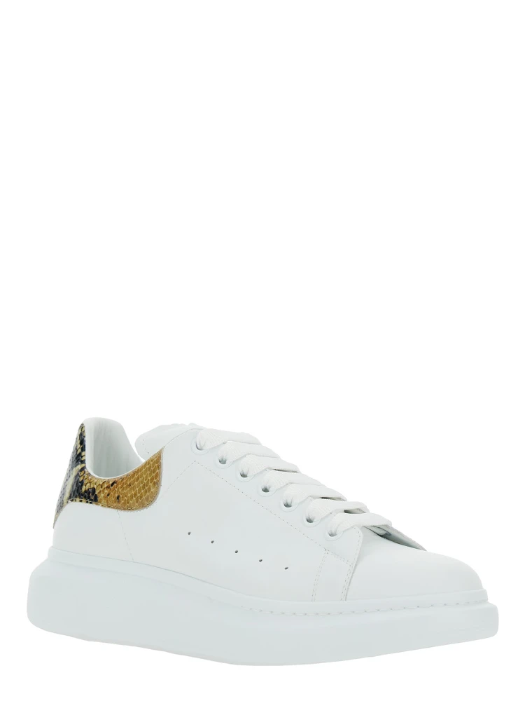 White Oversize Sneakers with Snake Print on the Heel in Leather Man alternative