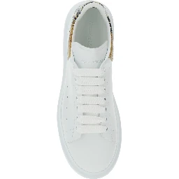 White Oversize Sneakers with Snake Print on the Heel in Leather Man