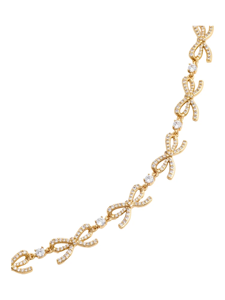 Metallic Necklace with Bow and Crystal Embellishments in Copper and Crystals Woman alternative