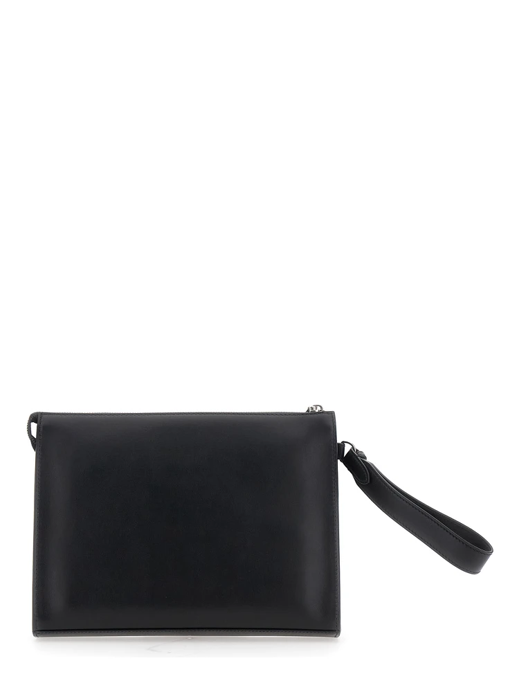 Black Cltuch with FF Motif and FF Logo Plaque in Leather Man alternative