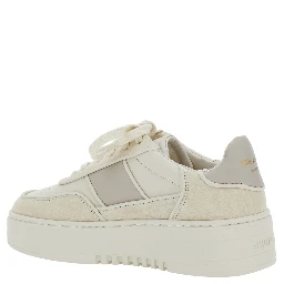 Beige Sneakers with Contrasting Heel with Logo Lettering in Leather Blend Woman