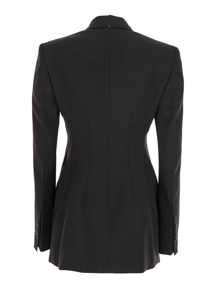 Adamo Brown Bouble-Breasted Jacket with Peak Revers in Wool Woman alternative