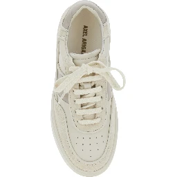 Beige Sneakers with Contrasting Heel with Logo Lettering in Leather Blend Woman