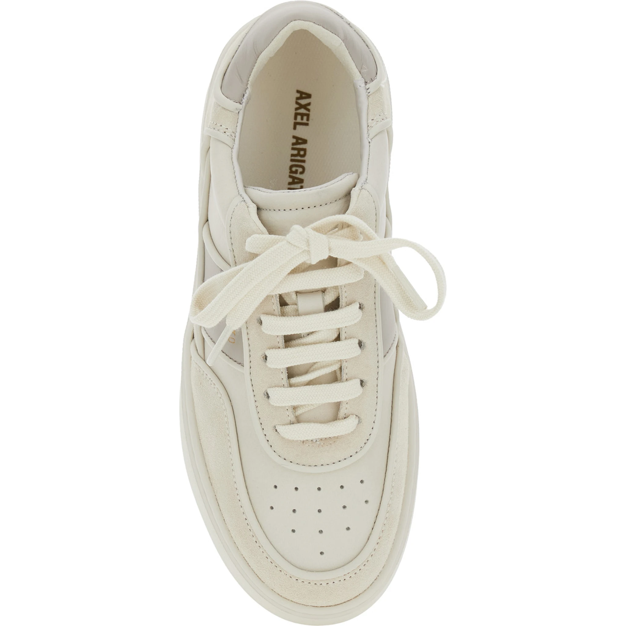 Beige Sneakers with Contrasting Heel with Logo Lettering in Leather Blend Woman