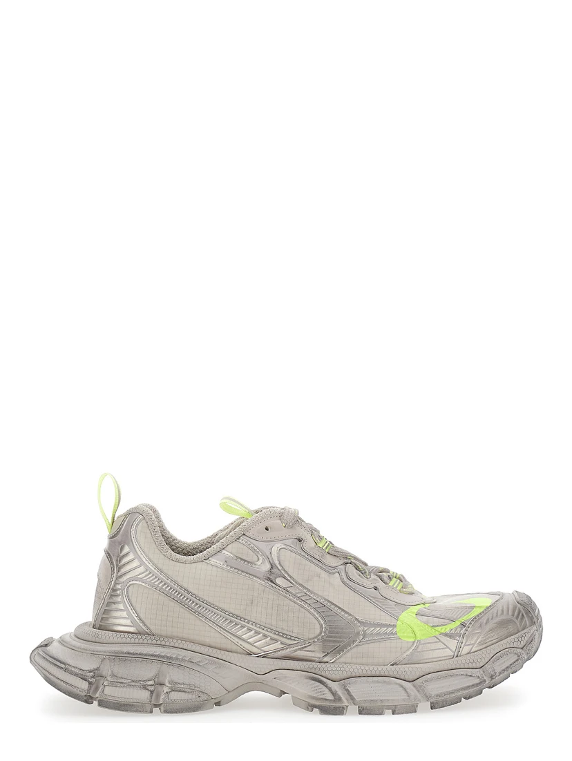3XL Beige Low Top Sneakers with Logo Detail in Tech Fabric Man