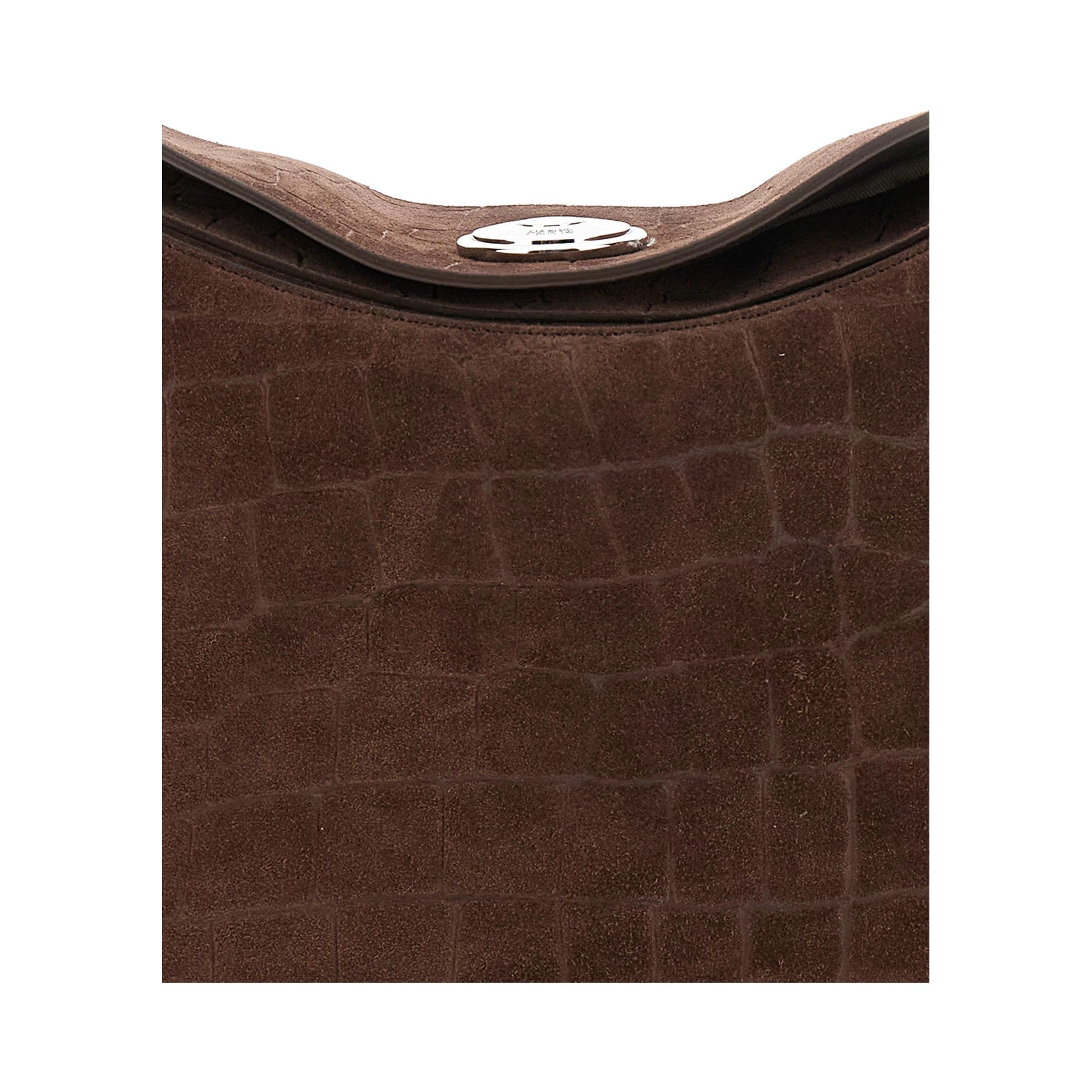 Le Calisso Rond Large Brown Shoulder Bag with Adjustable Strap and Embossed Crodocile Effect in Leather Woman