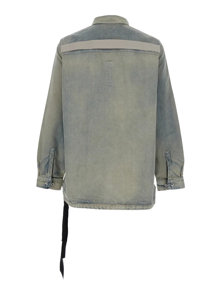 Light Blue Jacket with Classic Collar and Drawstring Detail on the Waist in Denim Man alternative