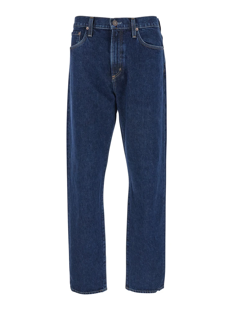 Blue Five-Pocket Jeans in Denim Man