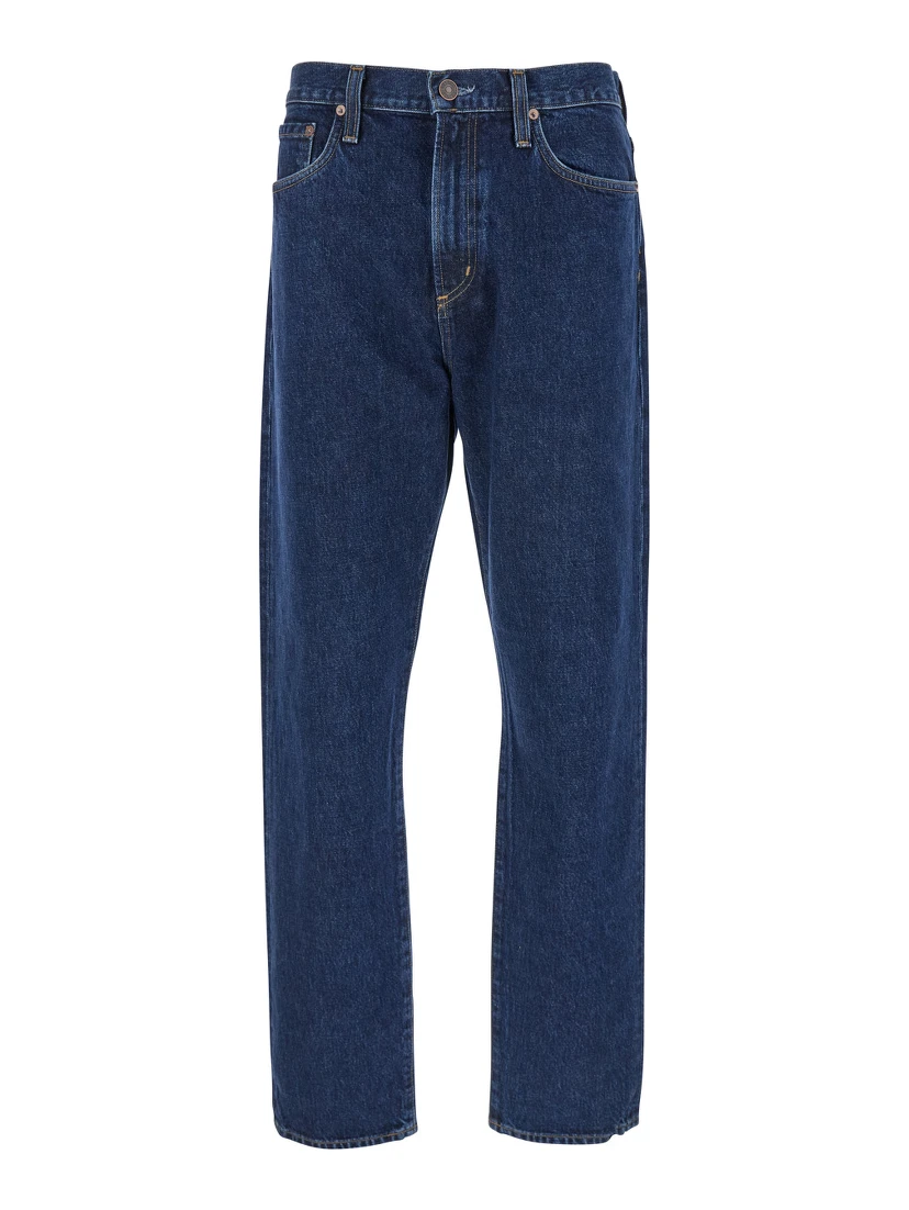 Blue Five-Pocket Jeans in Denim Man