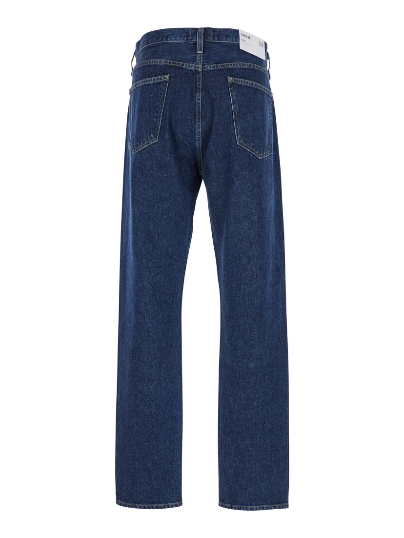 Blue Five-Pocket Jeans in Denim Man