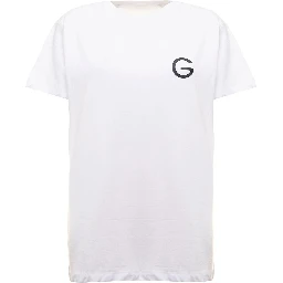 Gaudenzi Womans White Cotton T-shirt with  Logo Print