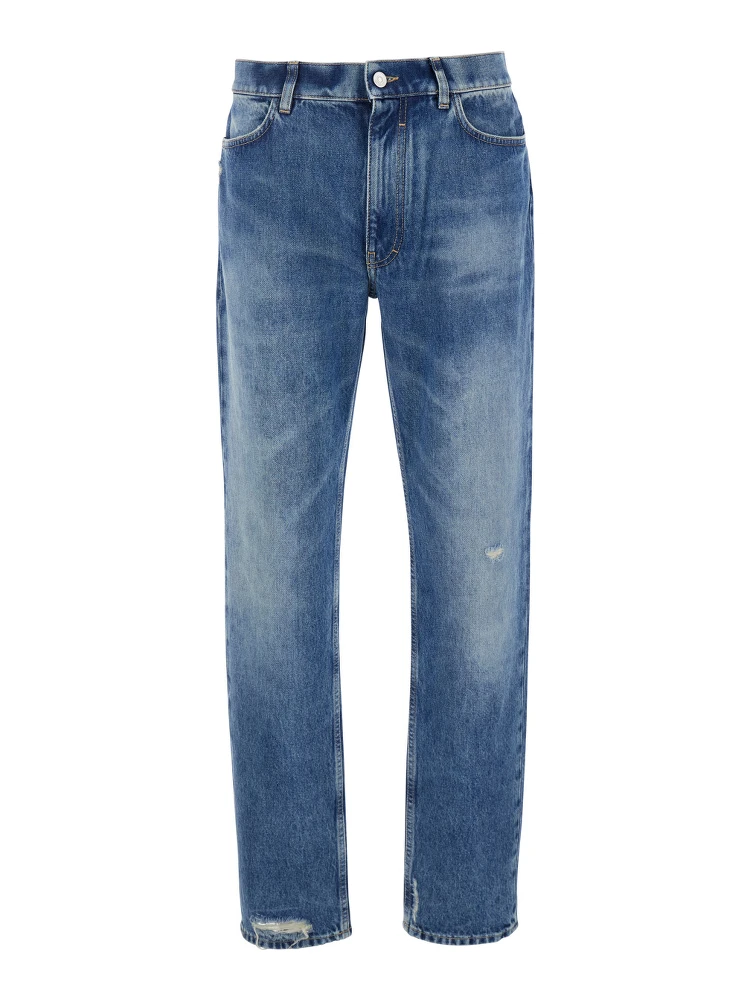 Blue Five Pocket Denim Jeans in Man