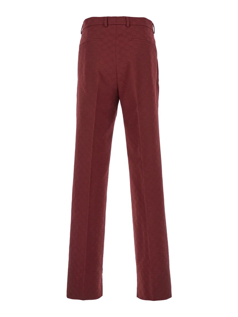 Bordeaux Straight Pants with GG Motif in Cotton Man