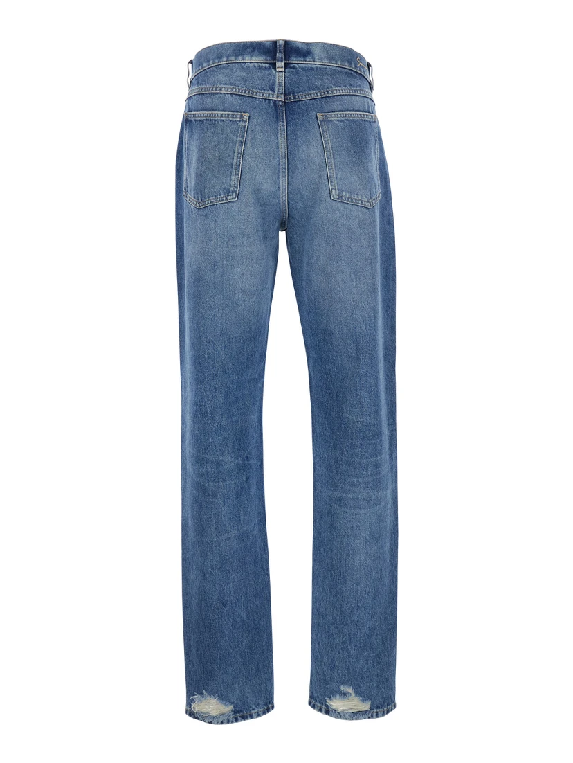 Blue Five Pocket Denim Jeans in Man