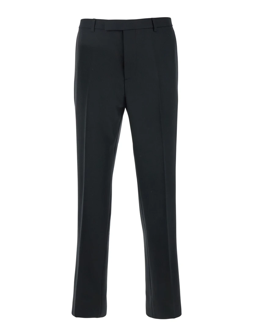 Black Tailored Pants with GG Logo Embroidered on the Back in Wool Man
